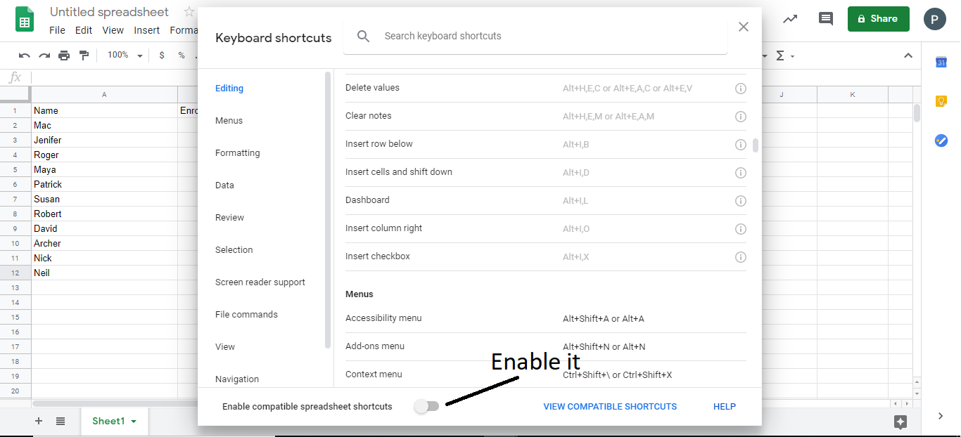 google-sheets-shortcut