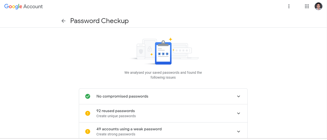 Password-Checkup dashboard