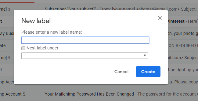 type the label name