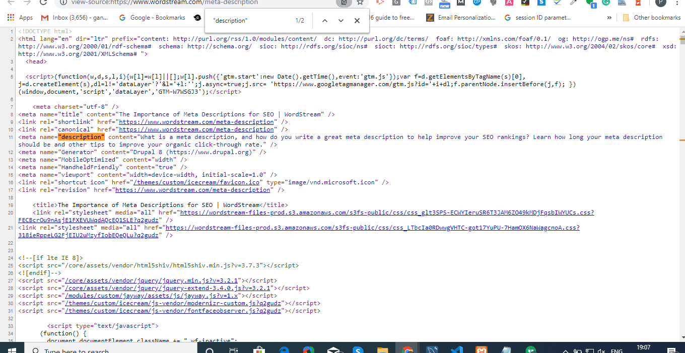 how to find meta description