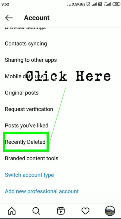 Step-4, Step by Step Guide to Restore Photos and Videos from "Recent Deleted." in Instagram Account. 